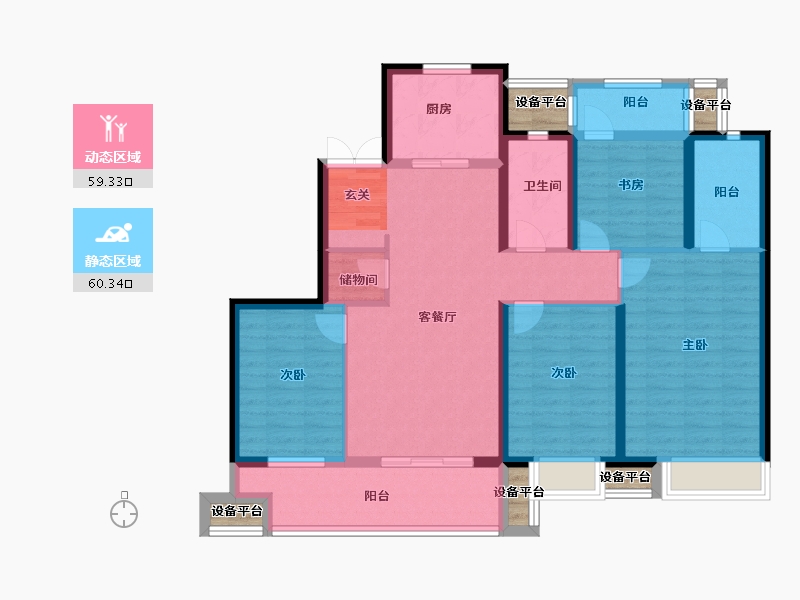 浙江省-台州市-锦钰园-111.00-户型库-动静分区