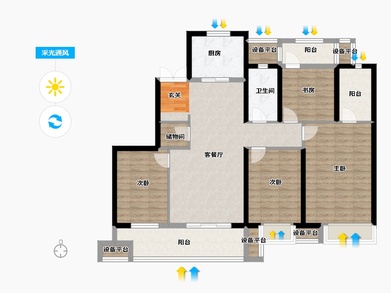 浙江省-台州市-锦钰园-111.00-户型库-采光通风