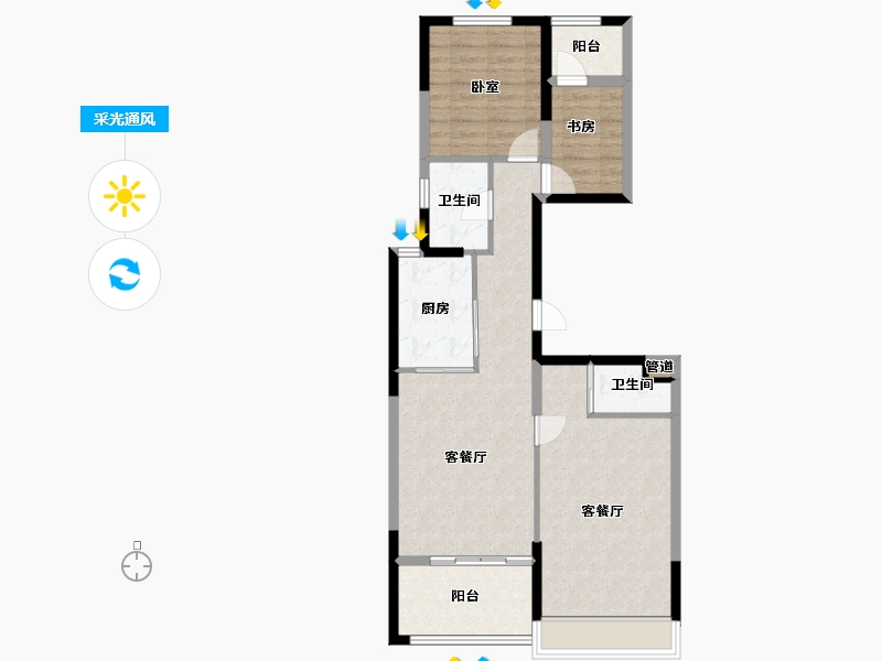 浙江省-湖州市-鲁能公馆-80.12-户型库-采光通风