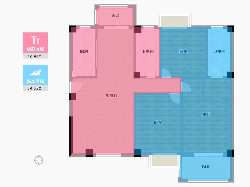 福建省-泉州市-永隆海上银滩-95.16-户型库-动静分区