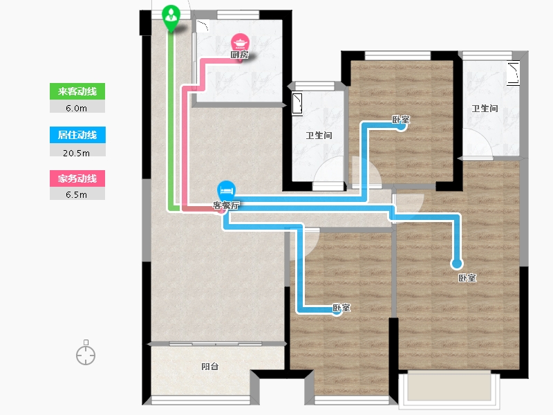 浙江省-丽水市-雅居乐凯旋城-85.00-户型库-动静线