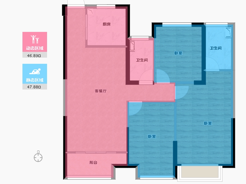 浙江省-丽水市-雅居乐凯旋城-85.00-户型库-动静分区