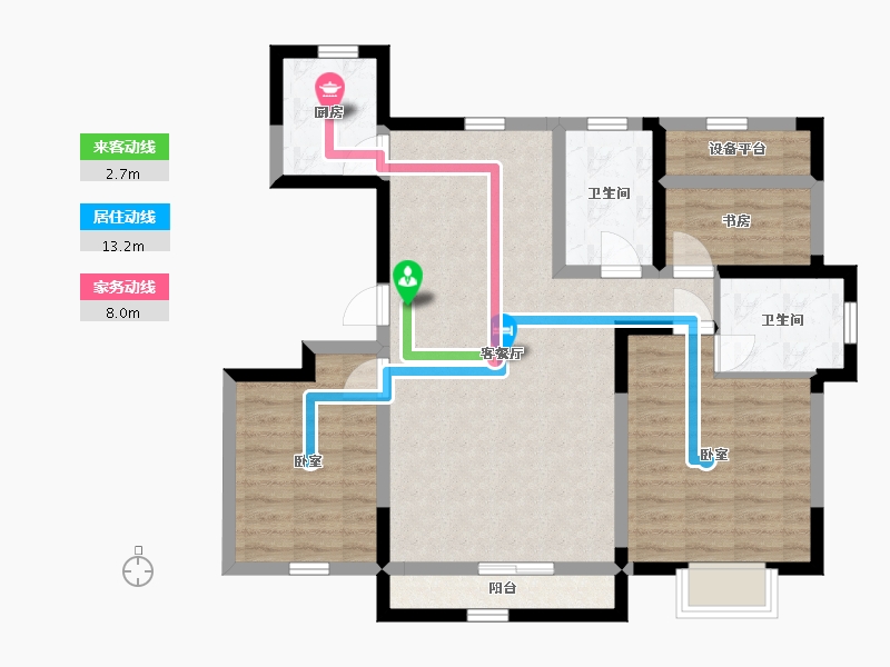 宁夏回族自治区-银川市-巨力·公园悦府-85.46-户型库-动静线