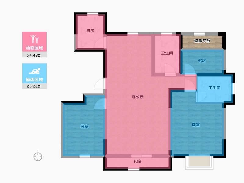 宁夏回族自治区-银川市-巨力·公园悦府-85.46-户型库-动静分区