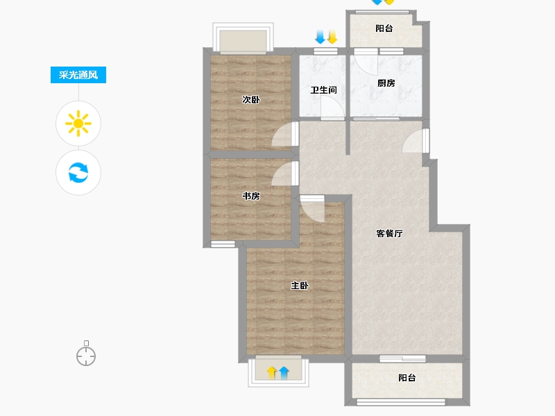 江西省-南昌市-东投阳光城-79.50-户型库-采光通风