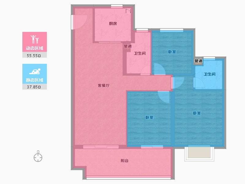 安徽省-淮南市-中南春风南岸-84.00-户型库-动静分区