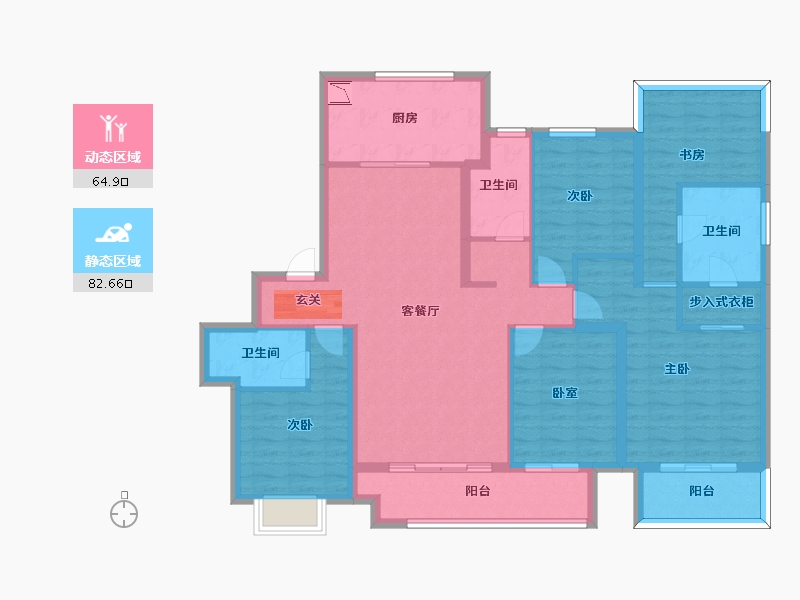 浙江省-宁波市-富力·湖滨天地-132.00-户型库-动静分区