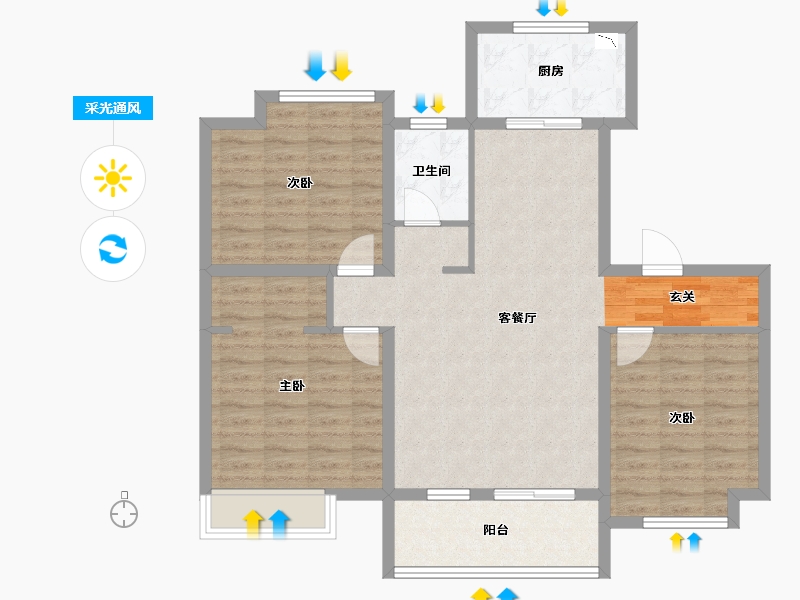 安徽省-阜阳市-阜城别院-95.03-户型库-采光通风