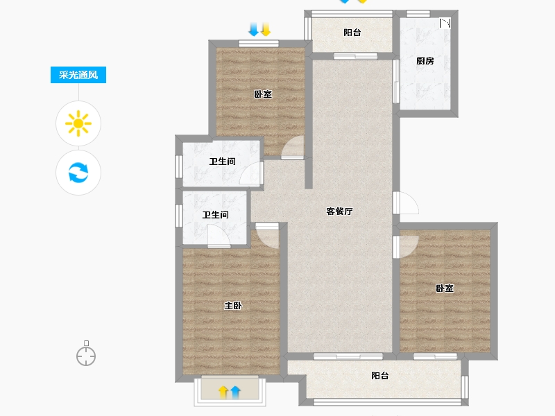 浙江省-宁波市-爱琴海国际广场-102.31-户型库-采光通风