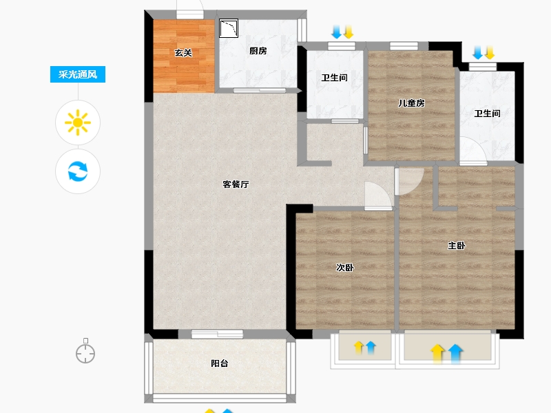 江西省-南昌市-海伦广场-81.60-户型库-采光通风