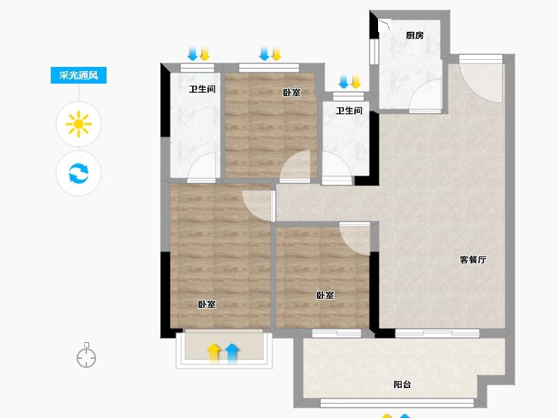 福建省-泉州市-鼎盛城上城-71.00-户型库-采光通风