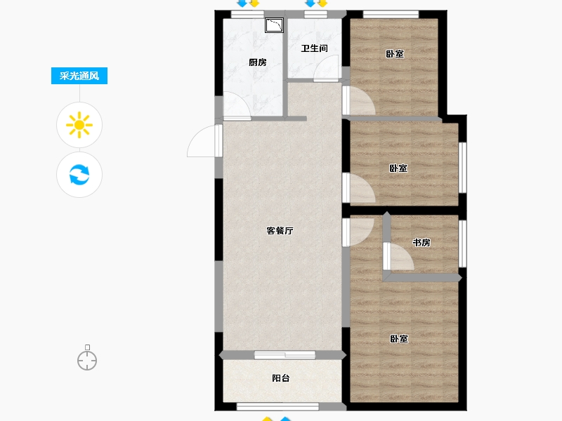 安徽省-合肥市-力高君御世家-76.99-户型库-采光通风