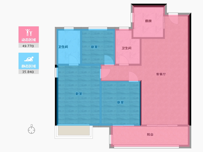 浙江省-温州市-旭辉东原吴越府-78.00-户型库-动静分区