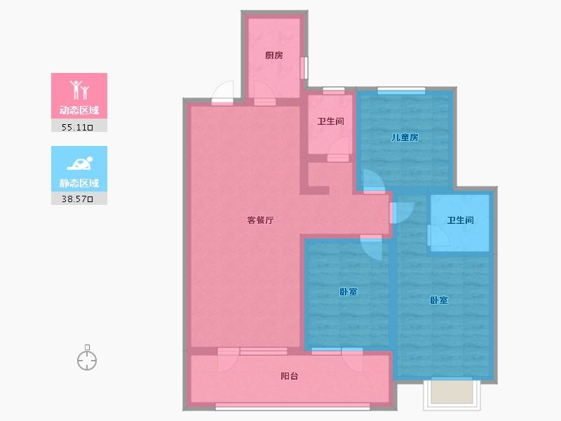 山东省-青岛市-中梁拾光漫城-81.99-户型库-动静分区