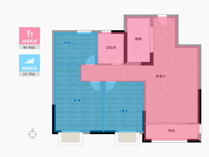 山东省-青岛市-华侨城欢乐莲泉-71.00-户型库-动静分区