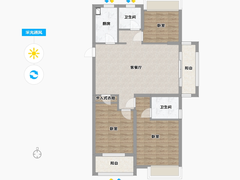 浙江省-温州市-石榴玉兰湾-86.00-户型库-采光通风