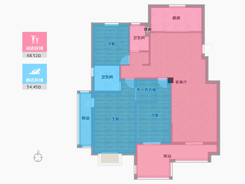 江苏省-泰州市-天逸华府-110.97-户型库-动静分区