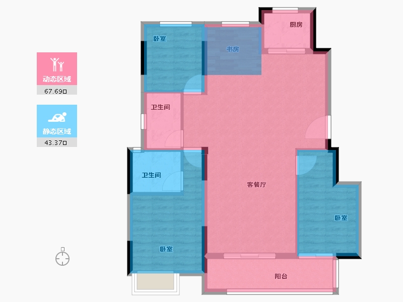 福建省-泉州市-晋东正荣府-96.00-户型库-动静分区