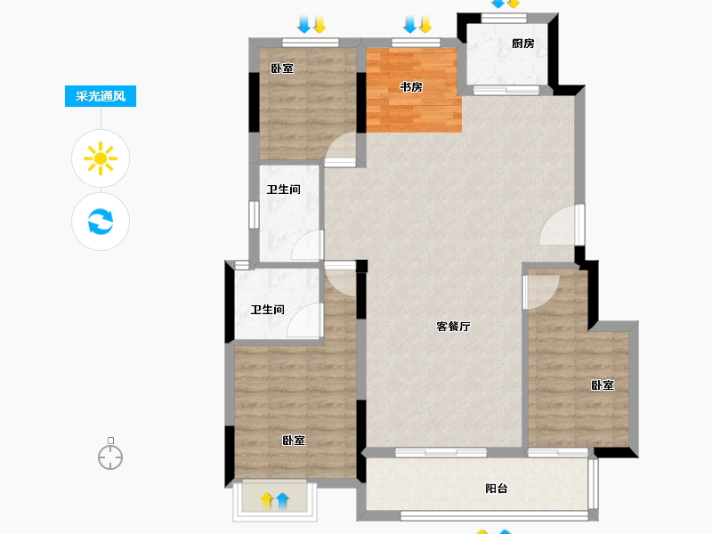 福建省-泉州市-晋东正荣府-96.00-户型库-采光通风