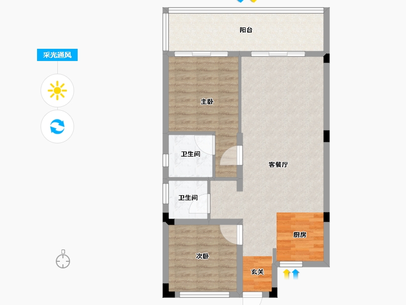 安徽省-阜阳市-绿地太平湖-78.00-户型库-采光通风