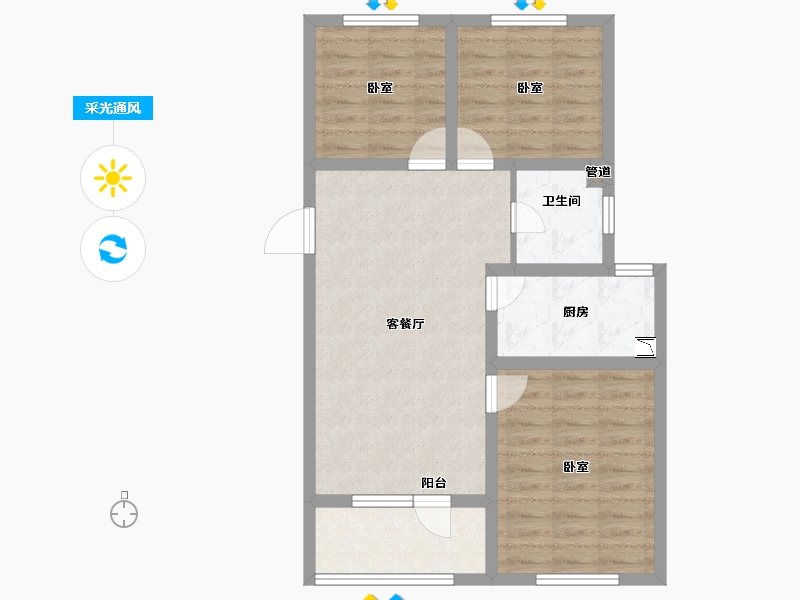 山东省-青岛市-龙湖璟宸原著-72.00-户型库-采光通风