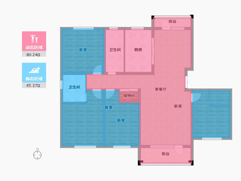 山东省-青岛市-海达如意金岸3号-129.74-户型库-动静分区