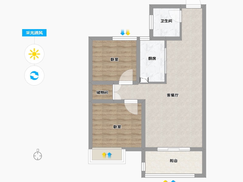 安徽省-合肥市-新庐国际-60.99-户型库-采光通风