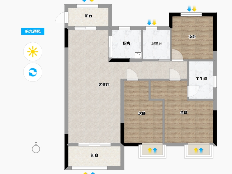 江西省-九江市-融信碧桂园金地·九棠-86.40-户型库-采光通风