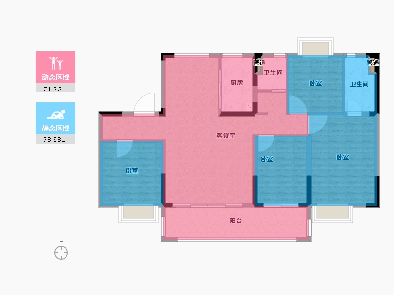 安徽省-芜湖市-碧桂园·西江樾-118.00-户型库-动静分区