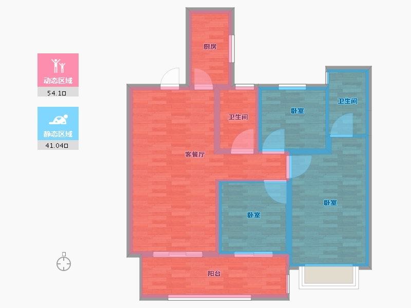 安徽省-亳州市-金马·江山印-85.00-户型库-动静分区