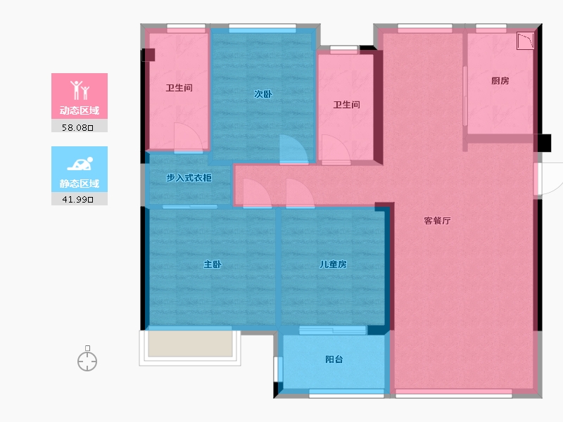 福建省-福州市-融侨观湖-90.00-户型库-动静分区