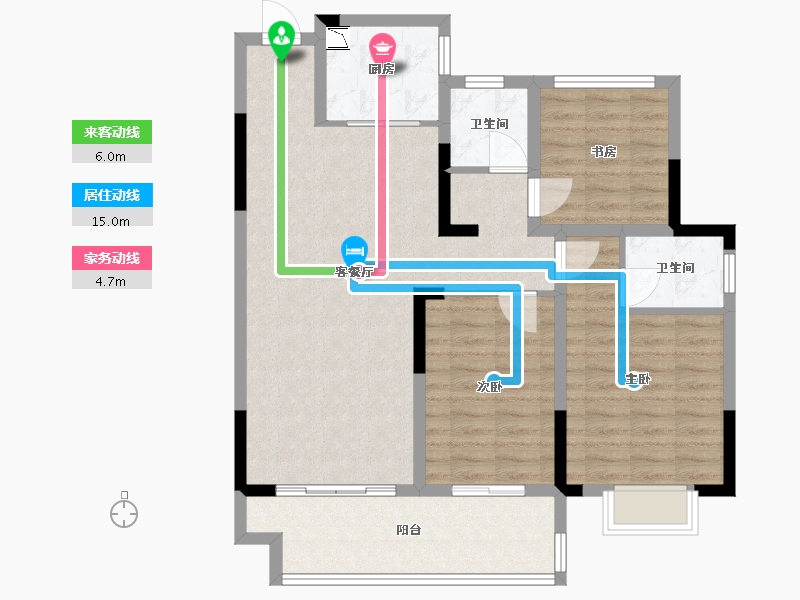 江苏省-泰州市-姜堰通银天泽府-94.00-户型库-动静线