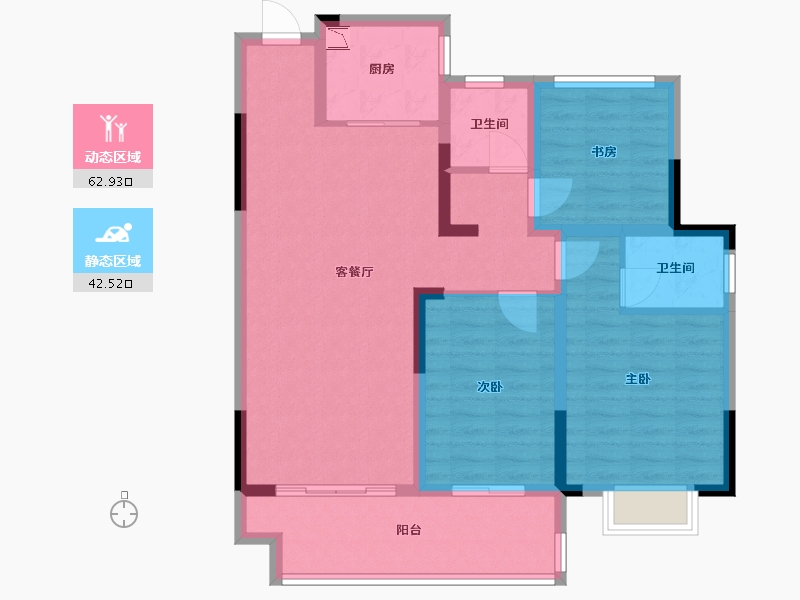 江苏省-泰州市-姜堰通银天泽府-94.00-户型库-动静分区