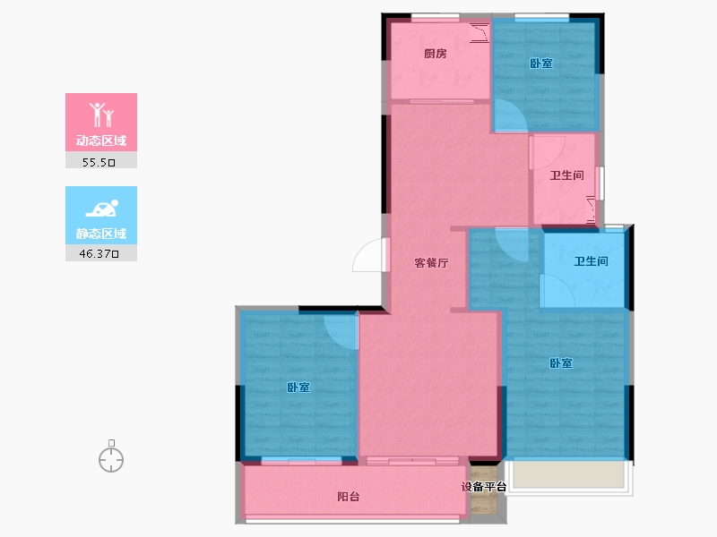 浙江省-丽水市-世茂云图-93.00-户型库-动静分区