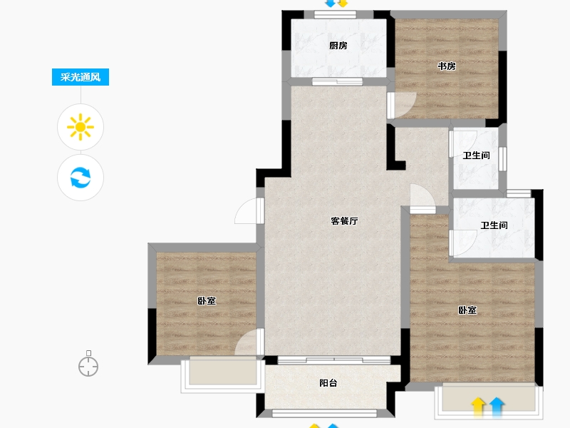 浙江省-湖州市-仁皇·燕澜府-84.00-户型库-采光通风