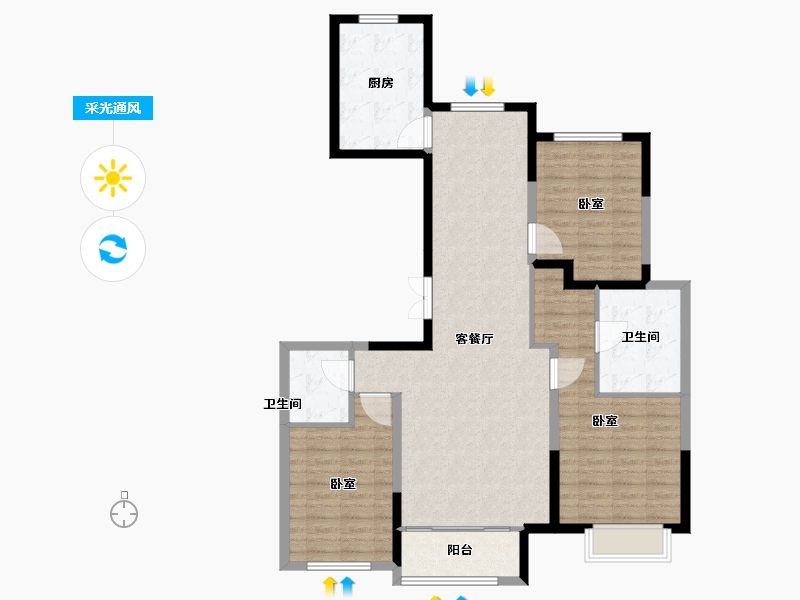 山东省-济南市-长青艺墅-108.99-户型库-采光通风