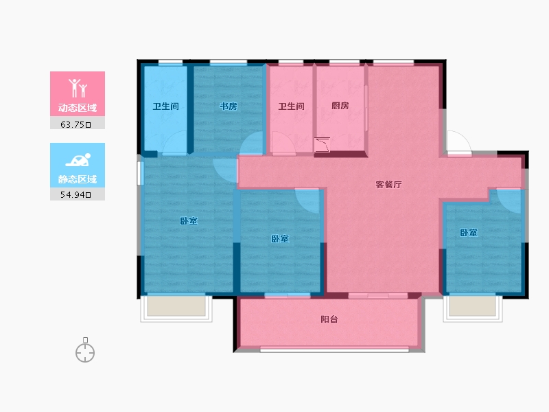 浙江省-宁波市-中昂·耀江华府-106.00-户型库-动静分区