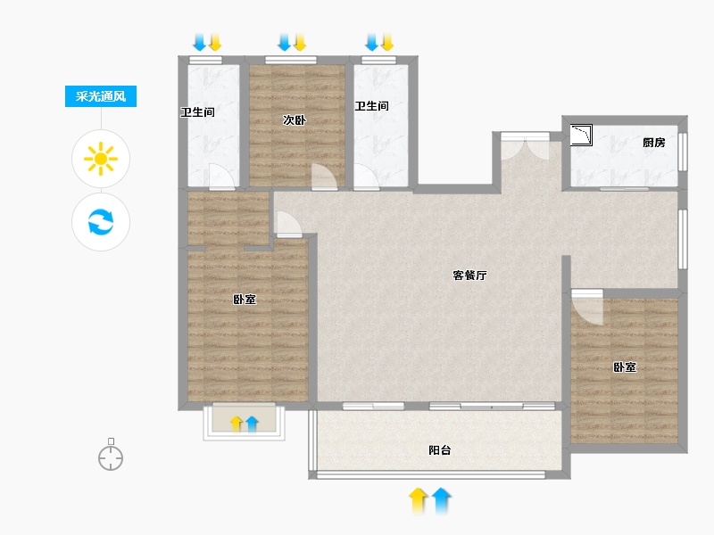 安徽省-合肥市-大富鸿学府-124.00-户型库-采光通风