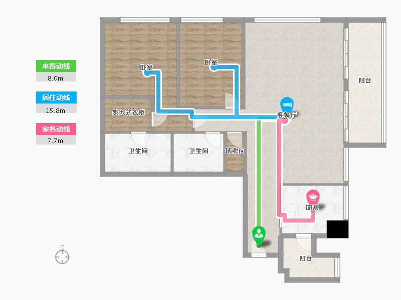 浙江省-杭州市-重庆来福士住宅-125.19-户型库-动静线