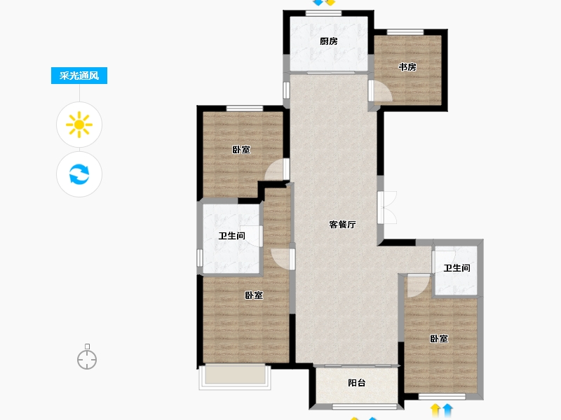 山东省-济南市-长青艺墅-119.00-户型库-采光通风