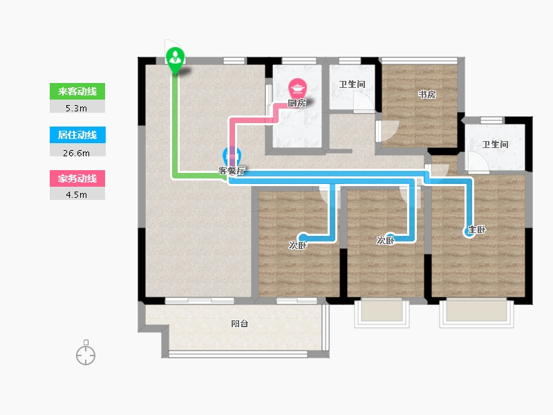 江苏省-泰州市-姜堰通银天泽府-108.00-户型库-动静线