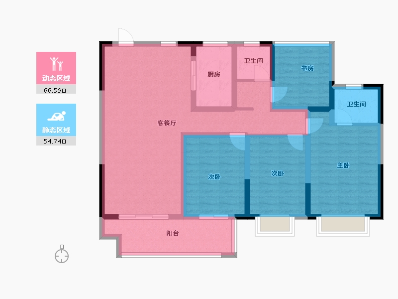 江苏省-泰州市-姜堰通银天泽府-108.00-户型库-动静分区