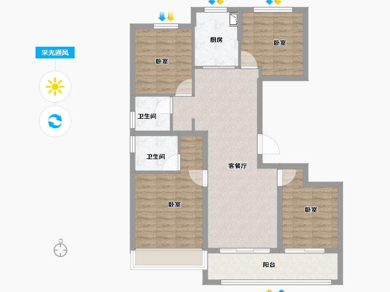 浙江省-金华市-保利天汇-96.00-户型库-采光通风