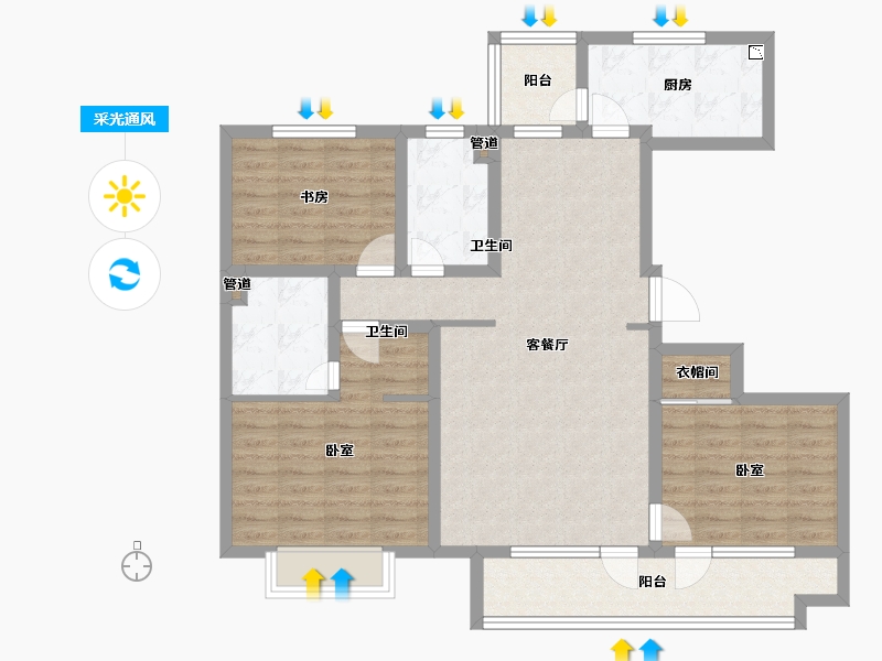 山东省-青岛市-海尔产城创云玺-102.01-户型库-采光通风