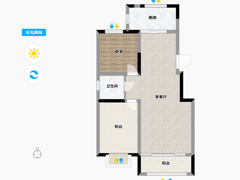 宁夏回族自治区-吴忠市-壹号公馆-71.30-户型库-采光通风