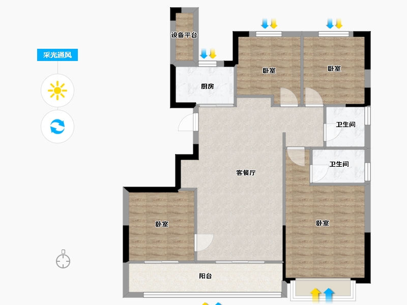 浙江省-温州市-外滩尚品-104.00-户型库-采光通风