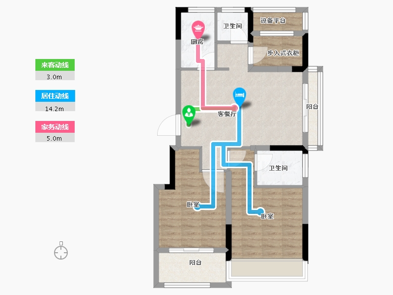 浙江省-金华市-三江府-74.00-户型库-动静线