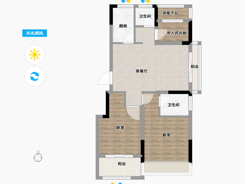 浙江省-金华市-三江府-74.00-户型库-采光通风