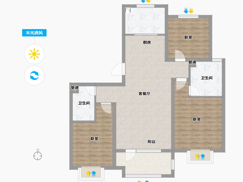 山东省-青岛市-保利堂颂-96.00-户型库-采光通风