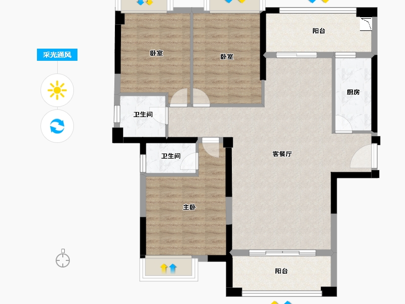 福建省-泉州市-新景公馆-97.61-户型库-采光通风